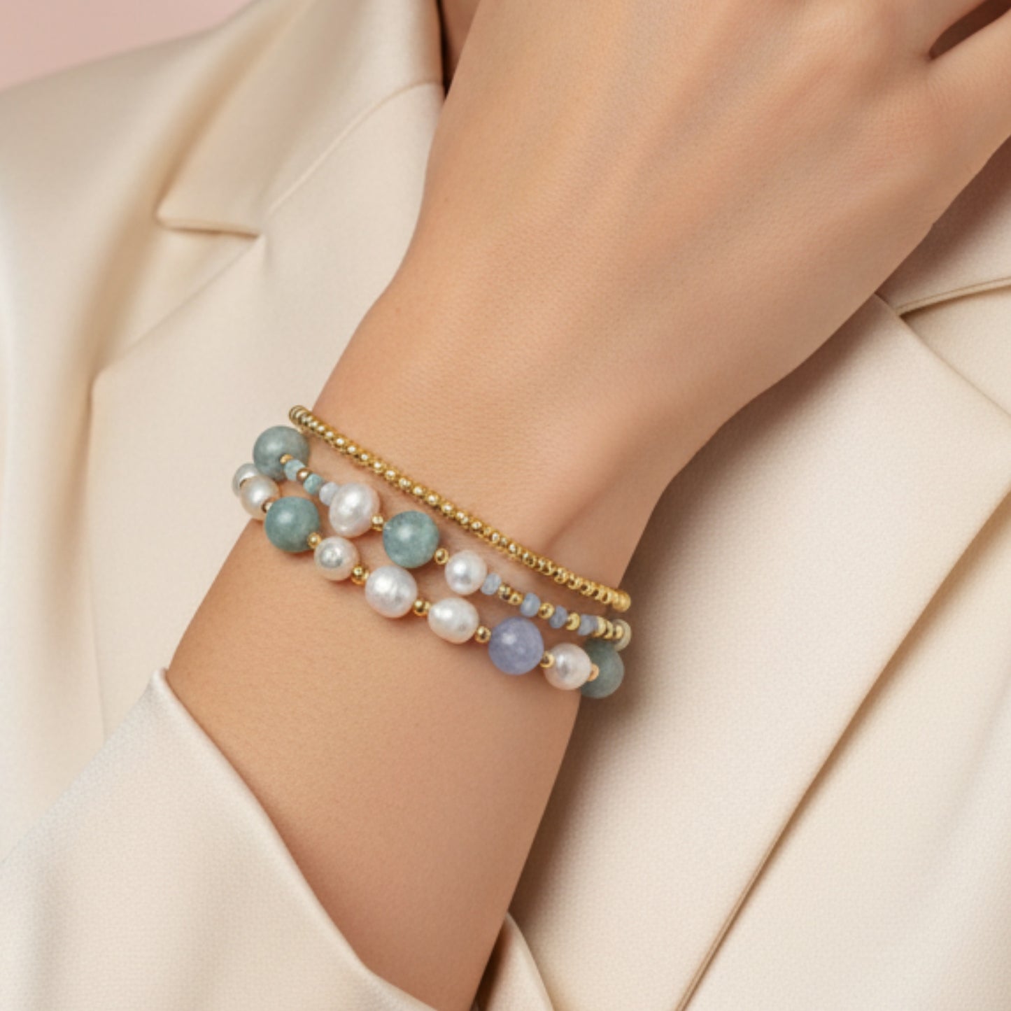 Aqua Pearl Bracelets